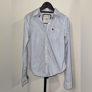 Abercrombie & Fitch Blue and White Striped Button-Down Shirt